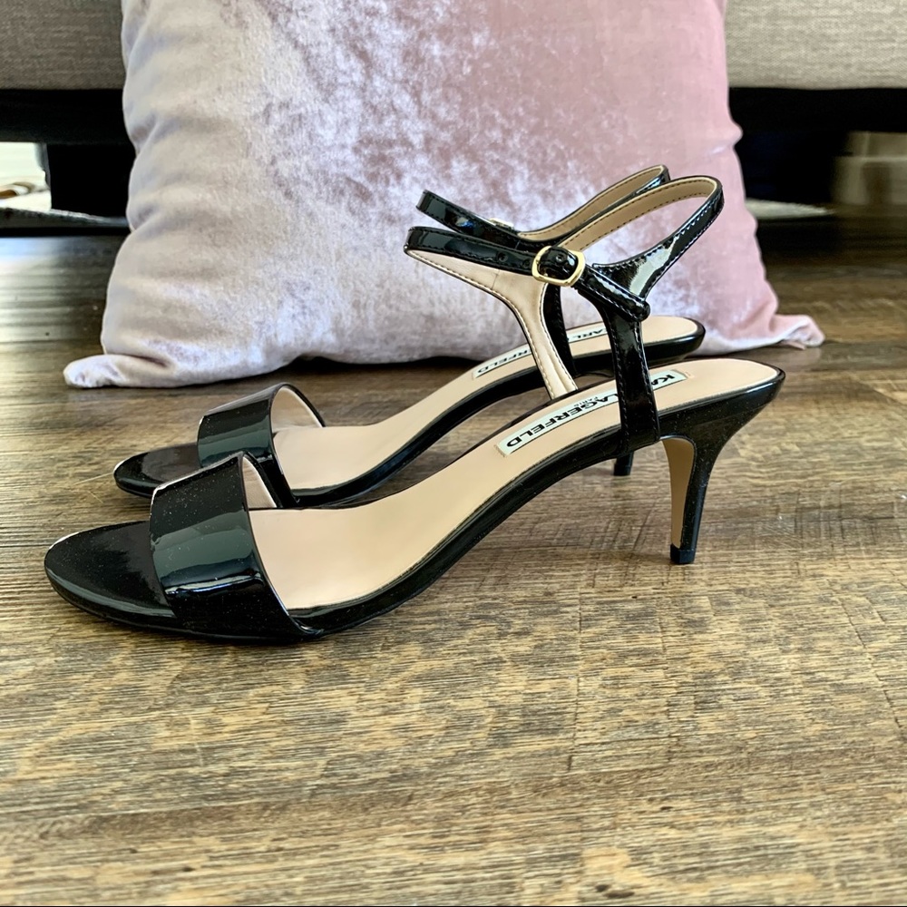 Black kitten heel sandals by Karl Lagerfeld Paris